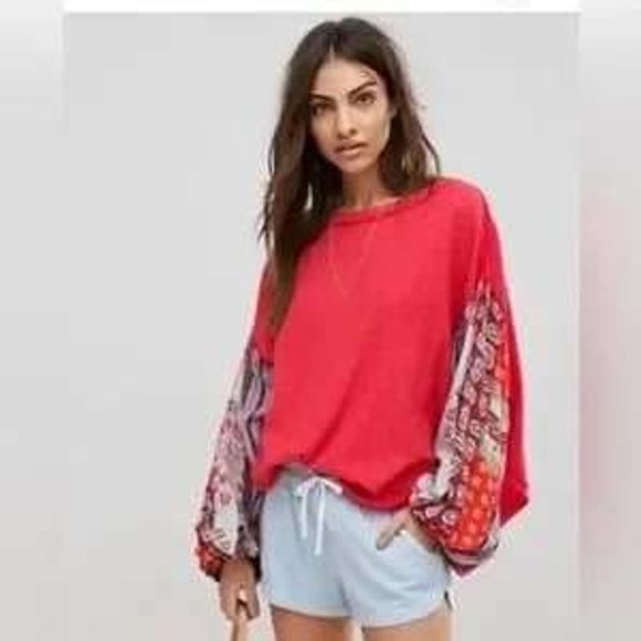 We The Free Tops - We The Free Blossom Thermal Waffle Knit Boho Balloon Sleeve Top